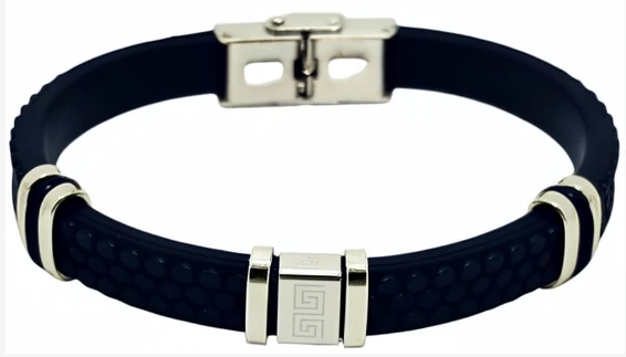 Pulsera de caucho con acero quirurgico guardia griega 21cm